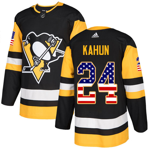 Adidas Pittsburgh Penguins #24 Dominik Kahun Black Home Authentic USA Flag Stitched Youth NHL Jersey->youth nhl jersey->Youth Jersey